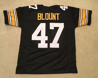 UNSIGNED CUSTOM Sewn Stitched Mel Blount Black Jersey M, L, XL