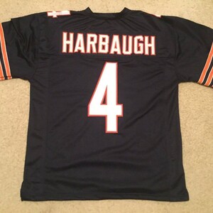 UNSIGNED CUSTOM Sewn Stitched Jim Harbaugh Blue Jersey - M, L, XL, 2XL image 1