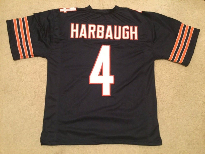 UNSIGNED CUSTOM Sewn Stitched Jim Harbaugh Blue Jersey - M, L, XL, 2XL image 1