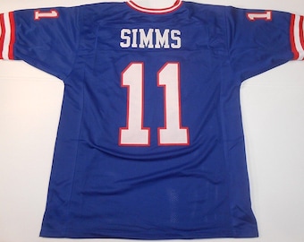 NSIGNED CUSTOM Sewn Stitched Phil Simms Blue Jersey - M, L, XL, 2XL, 3XL