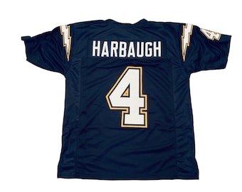 UNSIGNED CUSTOM Sewn stitched Jim Harbaugh S. Diego Blue Jersey - M, L, XL, 2XL