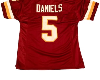 Jayden Daniels Sewn Stitched Custom Burgundy Jersey YOUTH Sizes