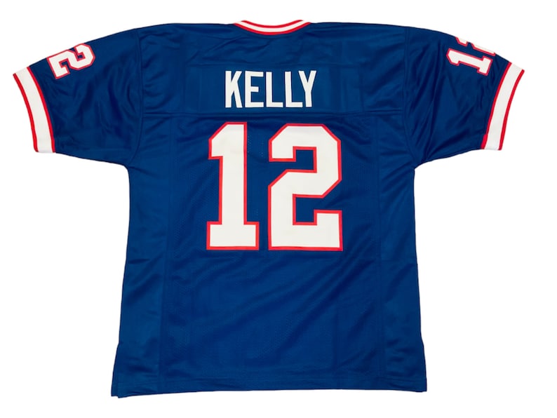 Jim Kelly Sewn Stitched Custom Blue Jersey YOUTH Sizes afbeelding 1