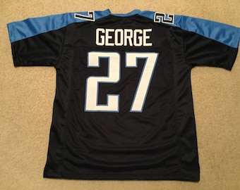 UNSIGNED CUSTOM Sewn Stitched Eddie George Blue Jersey - M, L, XL, 2XL