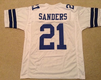 UNSIGNED CUSTOM Sewn Stitched Deion Sanders White Jersey - M, L, XL, 2XL, 3XL
