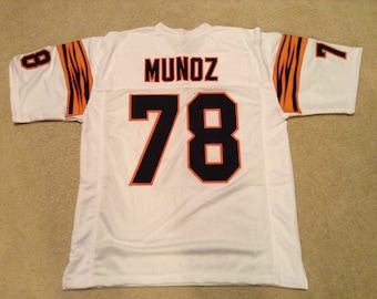UNSIGNED CUSTOM Sewn Stitched Anthony Munoz White Jersey M, L