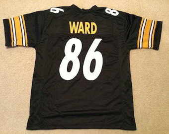 UNSIGNED CUSTOM Sewn Stitched Hines Ward Black Jersey - M, L, XL, 2XL