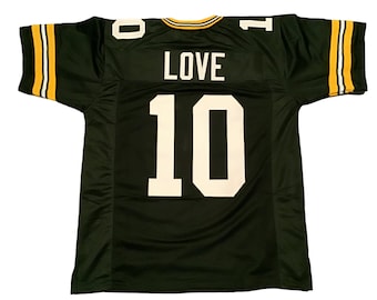 UNSIGNED CUSTOM Sewn Stitched Jordan Love Green Jersey - M, L, XL, 2XL, 3XL