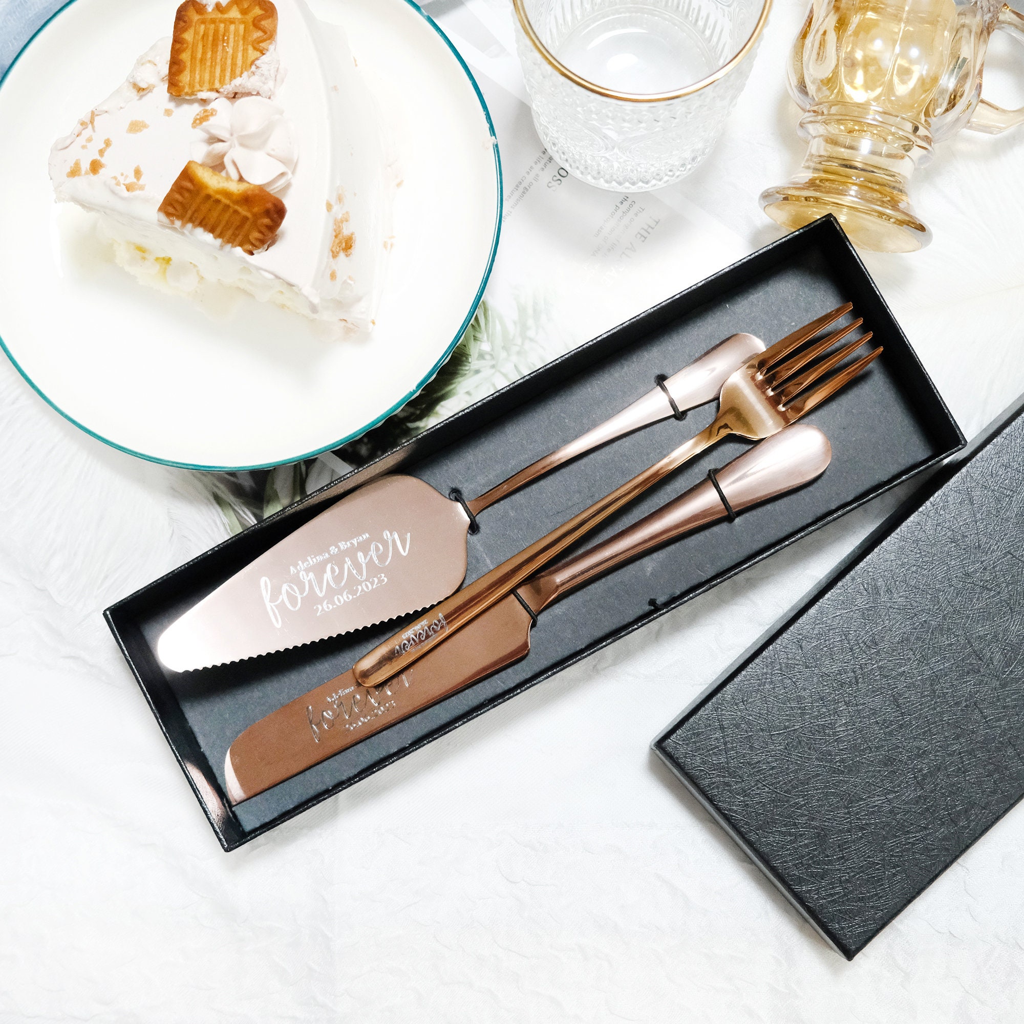 Personalized Engraved Cake Knife and Server Set, Wedding or Anniversary ...