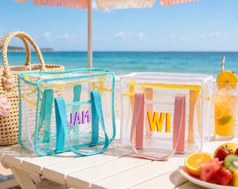 Doorzichtige op maat gemaakte make-uptas voor op reis, gepersonaliseerd eerste make-uptasje, waterdichte pvc-toilettas, cadeauzakje bruidsmeisje