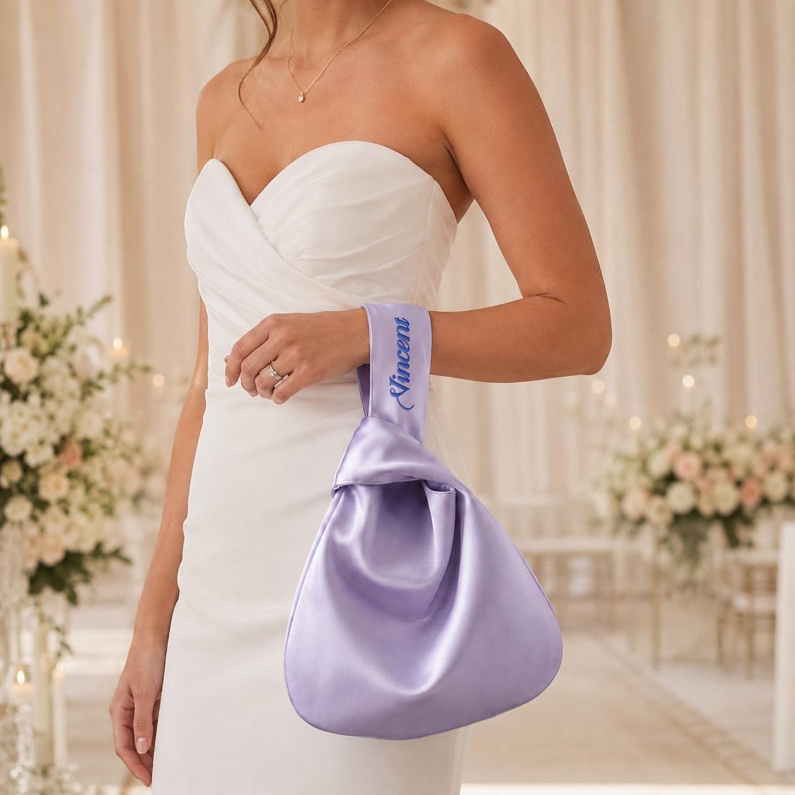 Purple clutch and evening bags - purple satin bridal bag 
