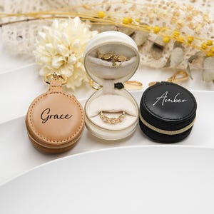 Custom Mini Leather Jewelry Case,Travel Jewelry Box,Leather Ring Box for Her,Earrings Box,Bridesmaids Gifts Box,Birthday Gifts,Gifts for Her