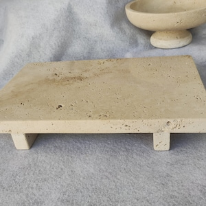 TRAVERTINE Flat Stand ,Marble Riser, Rectangular Pedestal Tray(30x18x5cm)