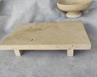 TRAVERTINE Flat Stand ,Marble Riser, Rectangular Pedestal Tray(30x18x5cm)