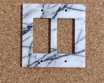 2-Gang Decorator Light Switch Plate Handmade Lilac Marble