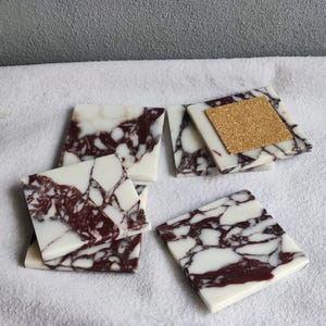 Square Coaster-VIOLA Marble (4 and 6 pcs ) with cork option.