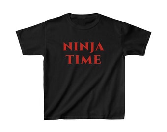 NINJA TIME Kinder Heavy Cotton T-Shirt - schwarz