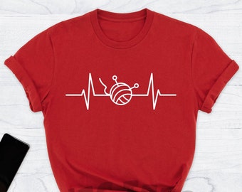 Knitting Heartbeat Shirt, Funny Knitting Shirt, Knitting Lover Shirt, Gift For Grandma, Knitting Lover, Grandma Knitting Shirt, Mom Shirt