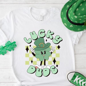 Lucky Dude Shirt, Toddler St Patrick&#39;s Day Tee, Cute Irish Kids Shirt, Lucky Sweatshirt, Irish Gift, Four Leaf Clover, Retro Lucky Sweater