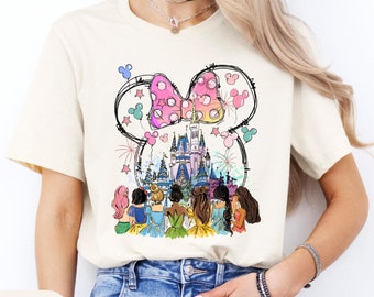 Retro Disney Princess Shirt, Watercolor Magic Castle Princess Shirt, Disney Trip T-Shirt, Disney Princess, Disneyworld Princess Girls Gift