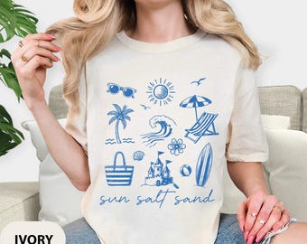Sun Salt Sand Shirt, Summer Vacation Shirt, Sun Salt Sand Preppy Summer Tshirt, Summer Vibes Shirt, Holiday Shirt, Beach Comfort Colors® Tee