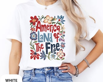 America Land of The Free T-shirt, Distressed America Shirt, USA Flag Shirt, Stars and Stripes Shirt, Fourth of July Gift, American Woman Tee
