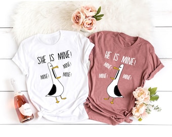 Disney Seagull He Is Mine She Is Mine Shirts, Disney Seagull Couples Shirts, Funny Disney Shirts, Disney Matching Seagull Couple Sweaters
