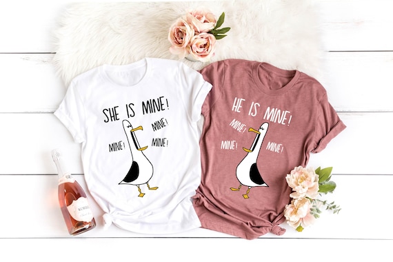 Disney Seagull He Is Mine She Is Mine Shirts, Disney Seagull Couples Shirts, Funny Disney Shirts, Disney Matching Seagull Couple Sweaters