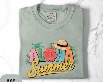 Aloha Summer Shirt, Hawaii Vacation Tee, Floral Hawaii Shirt, Hawaii Family Vacation Shirts, Comfort Colors® Hawaii Shirt, Hawaii Trip Tee