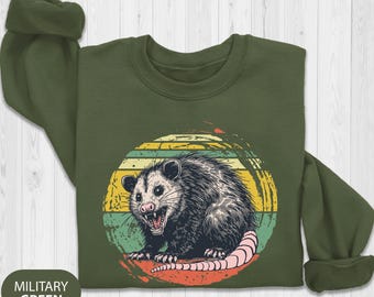 Opossum Sweatshirt, Opossum Lover T-shirt, Cute Screaming Opossum Shirt, Nature Inspired Apparel, Retro Women Tee, Animal Lover Gift