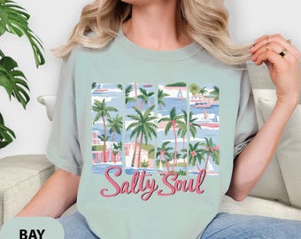 Retro Salty Soul Shirt, Summer Salty Soul T-shirt, Trendy Summer Shirt, Retro Summer T-shirt, Comfort Colors® Tropical Island, Beach Vibe