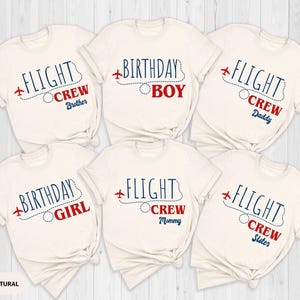 Airplane Birthday Family Shirts, Airplane First Birthday Party, Custom Names Family Birthday, Flight Crew First Birthday, Birthday Boy Shirt