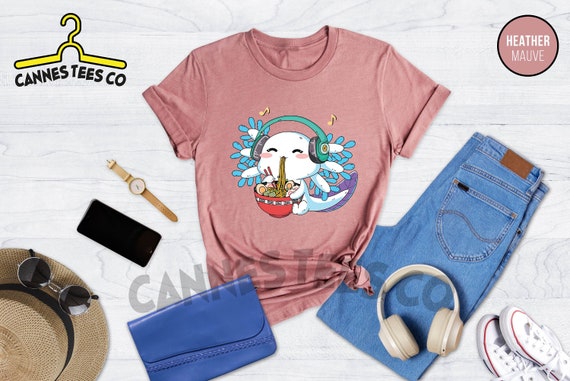 Axolotl Ramen Noodles Shirt, Axolotl Lover Tee, Cute Anime Shirt, Cute Kawaii Axolotl Shirt, Anime Axolotl Shirt, Japanese Kawaii Shirt