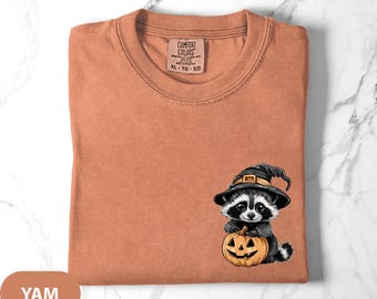 Comfort Colors® Halloween Raccoon Shirt, Cute Raccoon Shirt, Women Halloween Shirt, Cute Fall Shirt, Spooky Season Shirt, Gift For Halloween