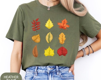 Fall Leaf Shirt for Woman, Botanical Tee, Plant Lady Shirt, Fall Tees, Thanksgiving Shirt, Cute Fall Shirt For Her, Thanksgiving T-Shirt