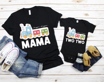 Train Birthday Shirt, Chugga Chugga Two Two Birthday Shirt, Choo Choo I'm 2 Birthday, Family Matching Mommy and Me Shirts, 2nd Birthday Tee