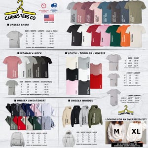 K&ouml;nnte beinhalten: Eine Tabelle mit verschiedenen Gr&ouml;&szlig;en und Farben von T-Shirts, Sweatshirts, Hoodies und Bodys. Die Tabelle enth&auml;lt eine Gr&ouml;&szlig;entabelle f&uuml;r jede Art von Kleidungsst&uuml;ck mit Ma&szlig;en in Zoll. Die Tabelle enth&auml;lt auch eine Liste der verf&uuml;gbaren Farben f&uuml;r jede Art von Kleidungsst&uuml;ck.