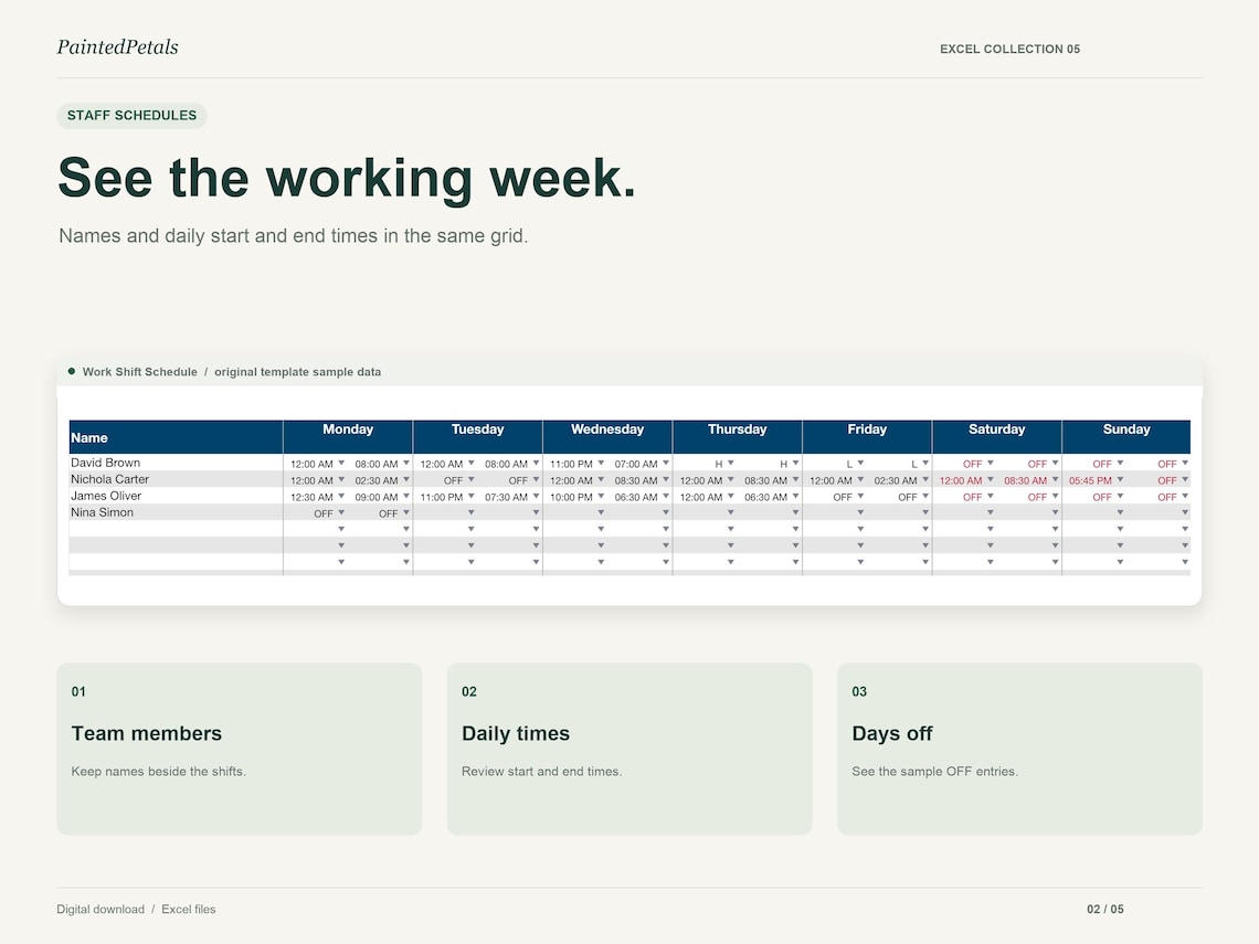 Employee Schedule Excel Templates | 61 Staff Schedules, Timesheets and ...
