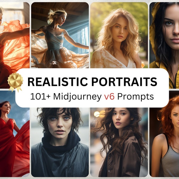 175+ Realistic Portraits - Midjourney Prompts v6 for Professional Photography with resell rights (2024)