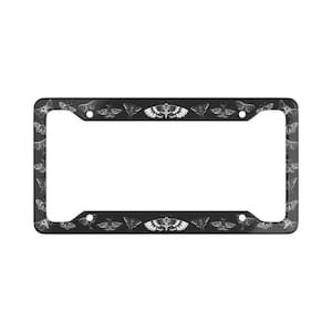Moth License Plate Frame | Moth Car Decor | Luna Moth License Plate Cover | Insect Car Accessories | Spooky Car Decor | Gothic Car Decor