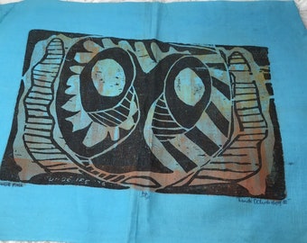 RARE Early Tunde Odunlade Oshogbo School Original African Batik Art Panel 1985