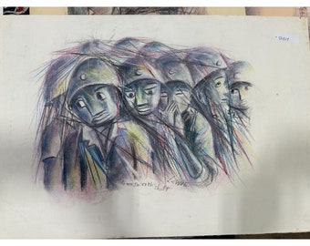 Zeichnung auf Papier L ZWANE nigerianischer Künstler der Oshogbo Schule