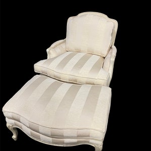 Sam Moore French Louis XV Bergere Arm Chair and Ottoman