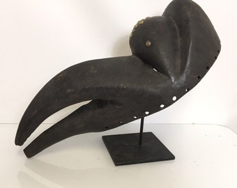 African Dan Hornbill Gagon Mask - Ivory Coast - African Tribal Art 18”x8”x5.5”