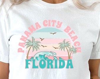 Panama City Beach Florida Retro Unisex Jersey Short Sleeve Tee