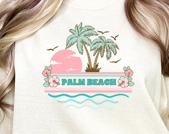 Palm Beach Florida Retro Vibes Floral Casual Unisex T-shirt