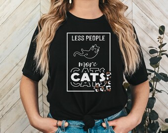 Less People More Cats Cat Lover T-shirt Unisex Jersey Short Sleeve Tee, animal lover gift, cat gift, cat tee