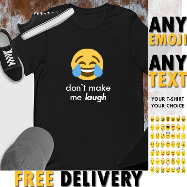 Custom Emoji Text T-Shirt, Custom t shirt, Personalised T-shirt, Emoji Tee, Custom Text T-shirt, Black shirt, personalized tshirt