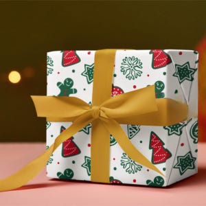 Carta da regalo nera di Babbo Natale - Melanina afroamericana, carta da regalo personalizzata, finitura satinata o opaca, carta da regalo per le feste, 3 misure