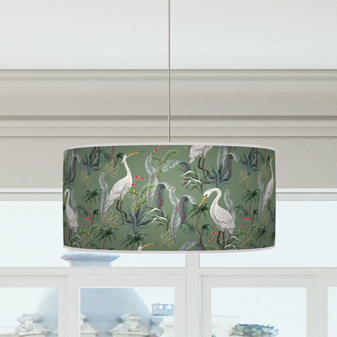 Herons Tropical Birds Sage Green Lampshade Pendant Lamp Shade Etsy